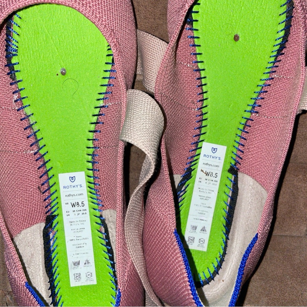 Rothy’s Mary Janes Shoes Ballet Flats Slippers Rosebud Size 8.5 Bow Strap Pink. - Picture 5 of 6